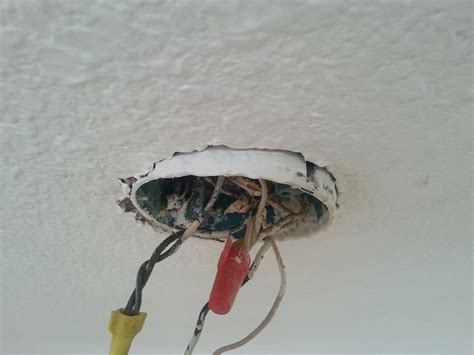 electrical box sticking out of ceiling|replacing a ceiling electrical box.